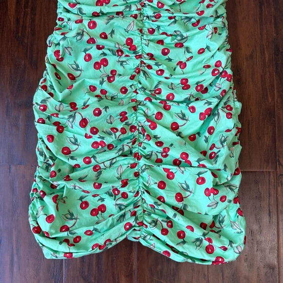 NWOT WAYF Noa Ruched Halter Mini Dress in Mint Cherry Julip - Picture 4 of 10